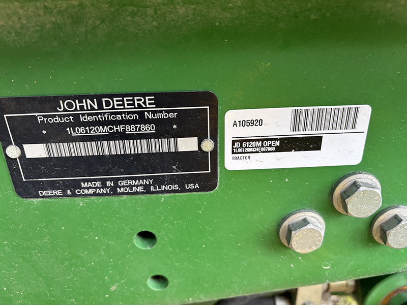 2017 JOHN DEERE 6120M TRACTOR